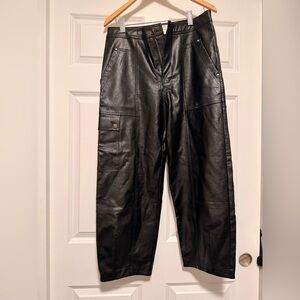 Anthropologie Black Cargo Leather Pants